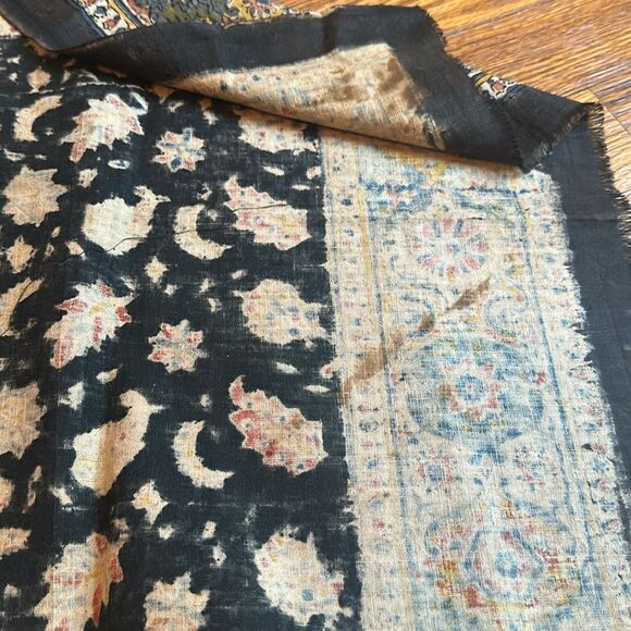 Vintage 1940s Handblocked India Cotton Boho Scarf - Picture 9 of 9